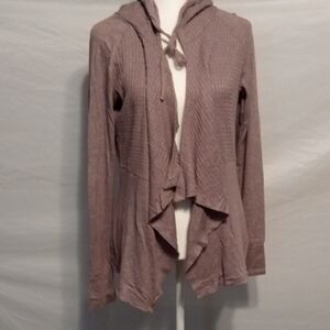 Mudd Women’s Hooded Cardigan Mauve Purple Open Front Sweater Small